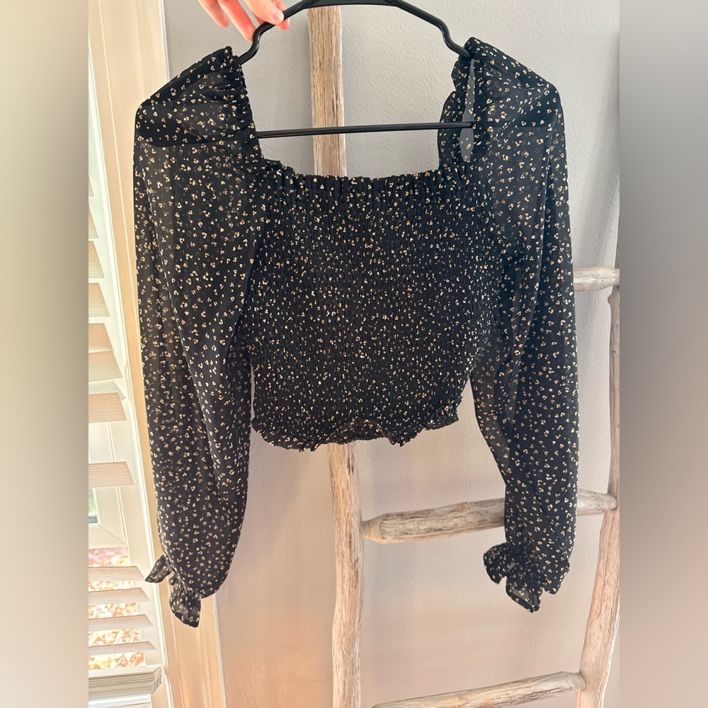 Black Floral Women's Top